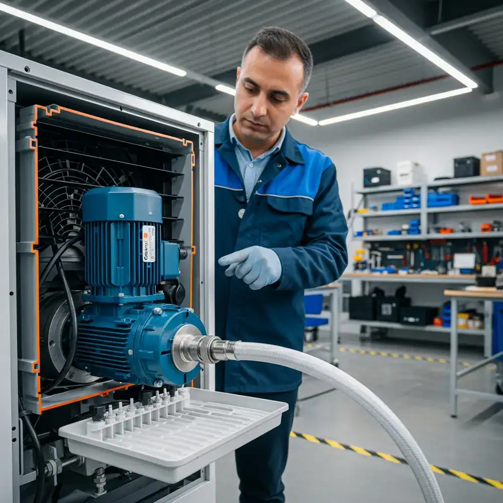 کنترل دور و بهینه‌سازی مصرف انرژی پمپ کولر آبی الکتروژن با اینورتر (VFD)